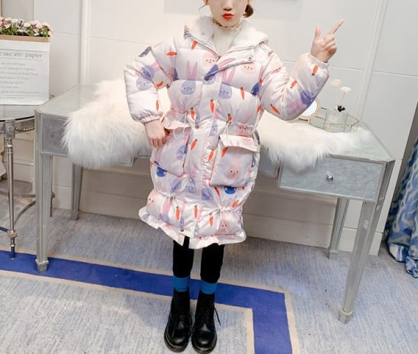 Нов модел детско яке за момичета с качулка и мека подплата