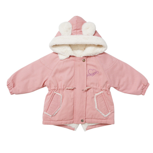 Детско яке с връзки и пух за момичета