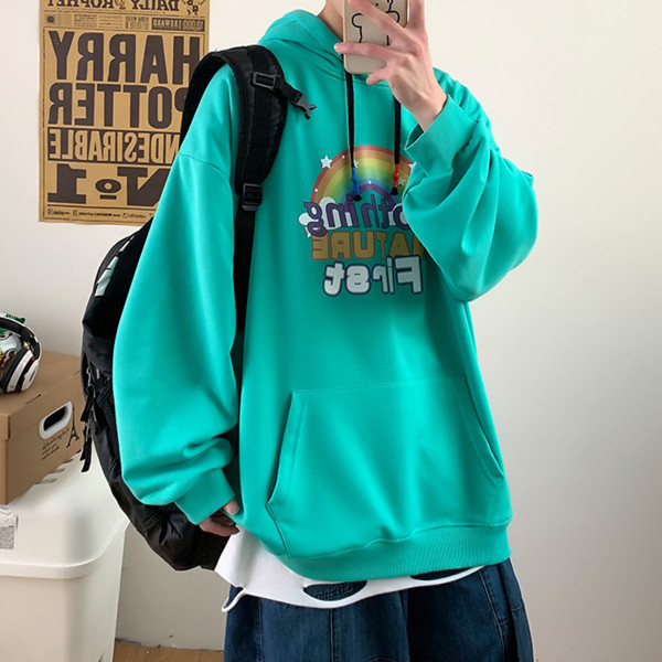 Мъжки суичър широк модел с апликация и джоб