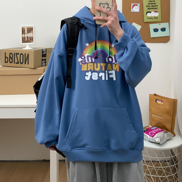 Мъжки суичър широк модел с апликация и джоб