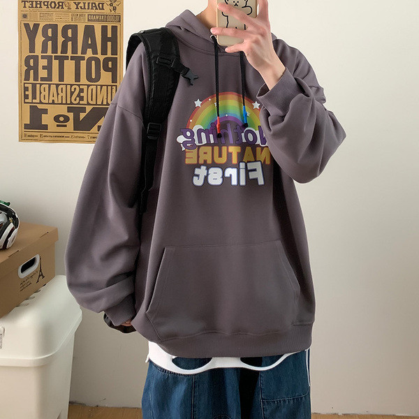 Мъжки суичър широк модел с апликация и джоб