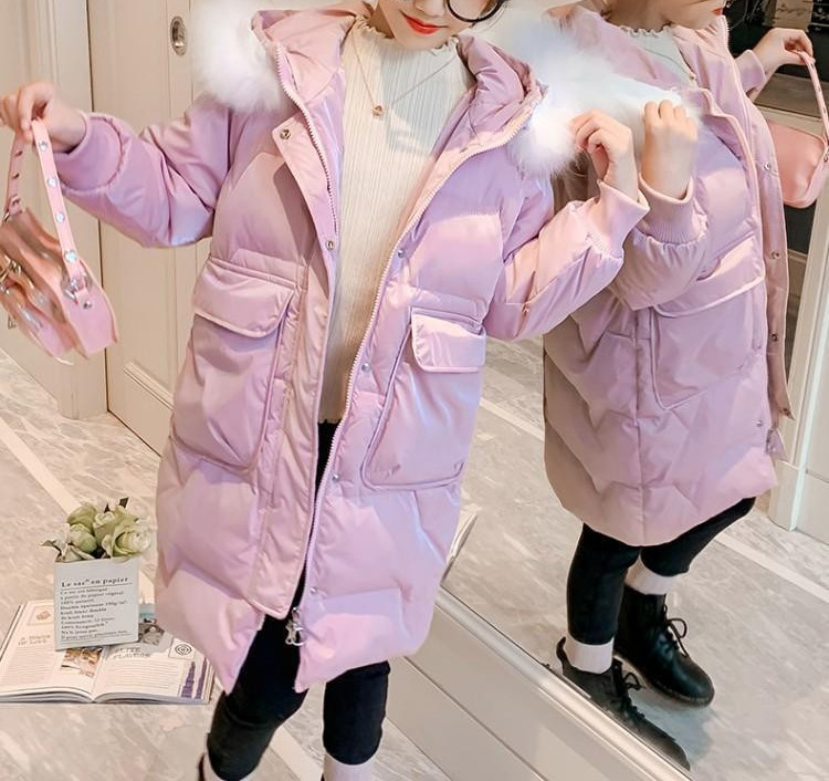 Нов модел зимно яке за момичета с джобове и качулка