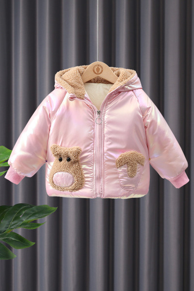 Детско яке за момичета с 3D елемент куче 