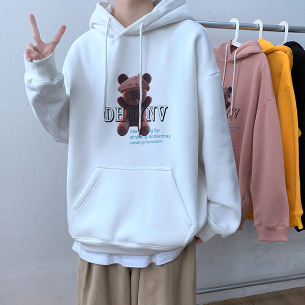 Мъжки ежедневен суичър с апликация и връзки широк модел