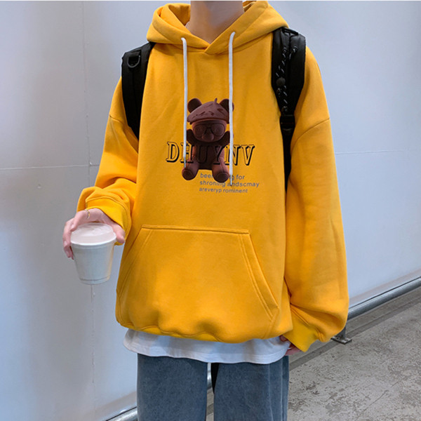 Мъжки ежедневен суичър с апликация и връзки широк модел