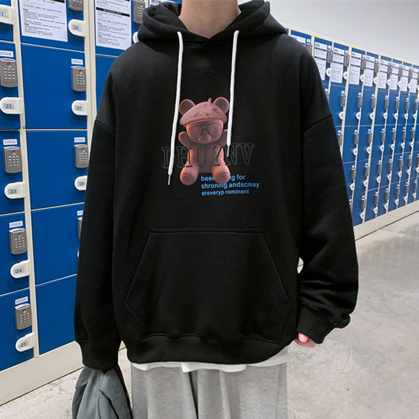 Мъжки ежедневен суичър с апликация и връзки широк модел