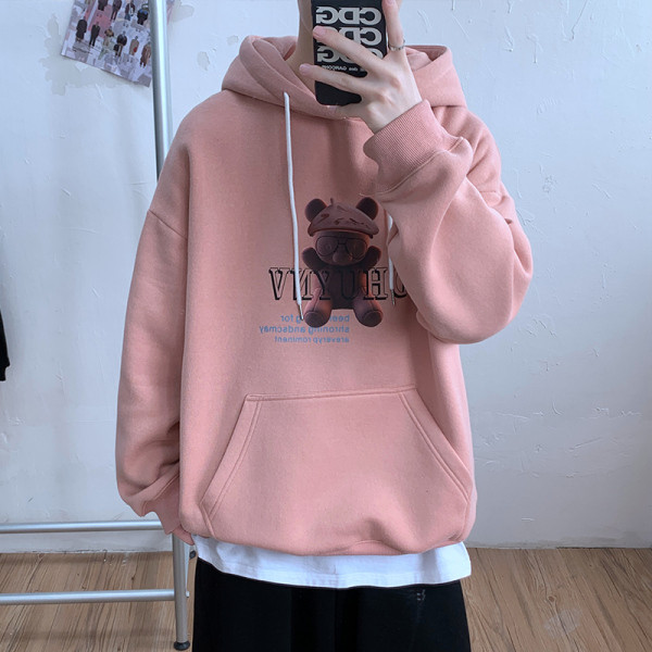 Мъжки ежедневен суичър с апликация и връзки широк модел