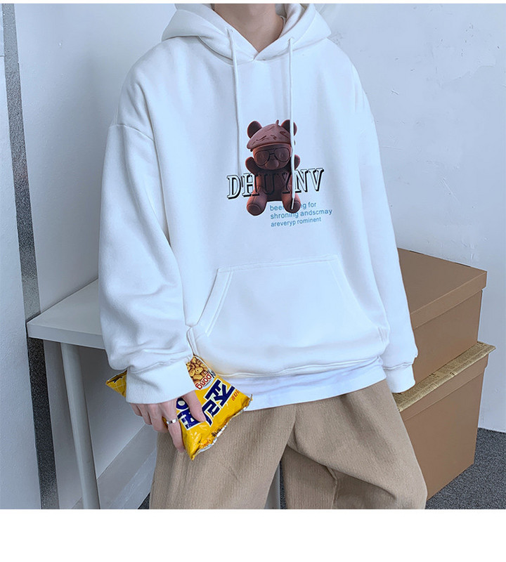 Мъжки ежедневен суичър с апликация и връзки широк модел