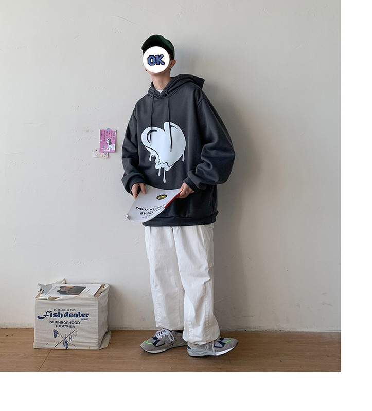 Ежедневен мъжки суичър широк модел с апликация