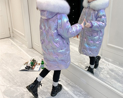 Нов модел детско яке с пух на качулката за момичета