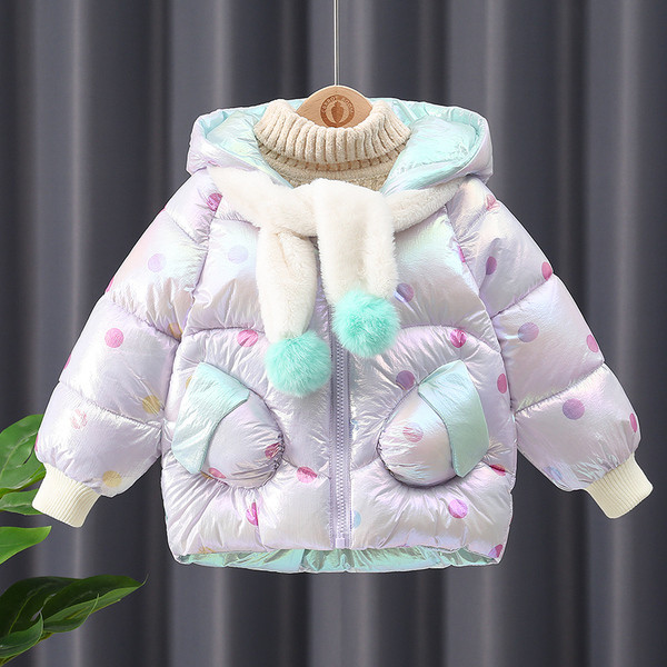 Зимно детско яке с качулка-за момичета