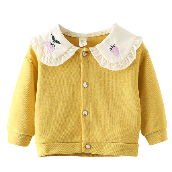 Naujo modelio vaikiška pavasarinė striukė su sagomis ir ovalia iškirpte