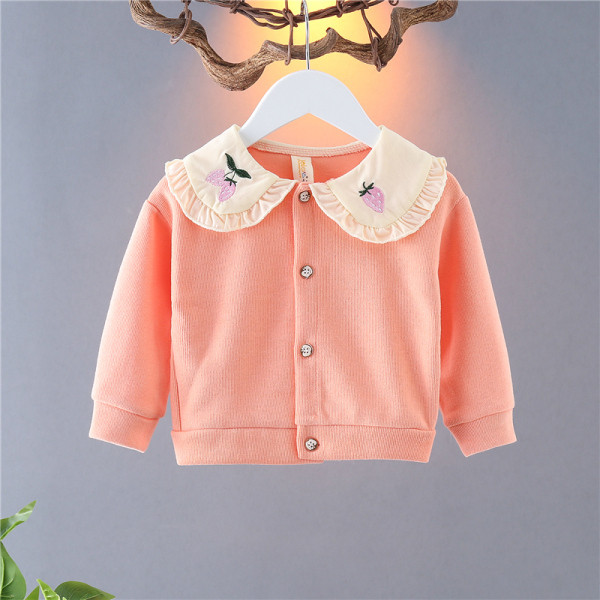 Naujo modelio vaikiška pavasarinė striukė su sagomis ir ovalia iškirpte