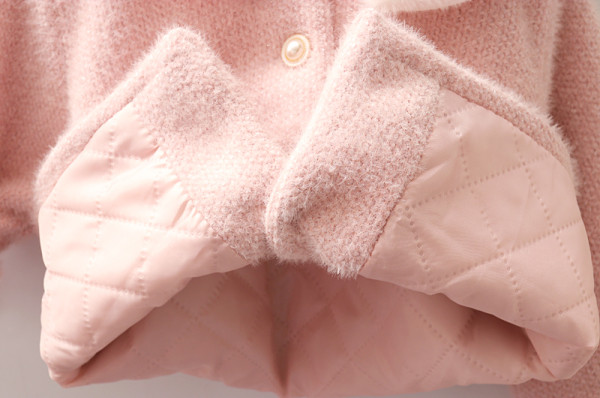 Детско пухено яке с джобове и копчета-за момичета