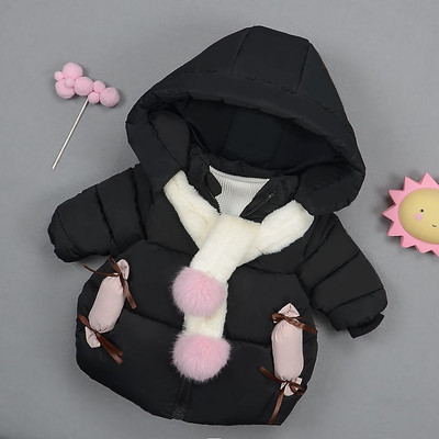 Párnázott téli kabát lányoknak 3D elemekkel