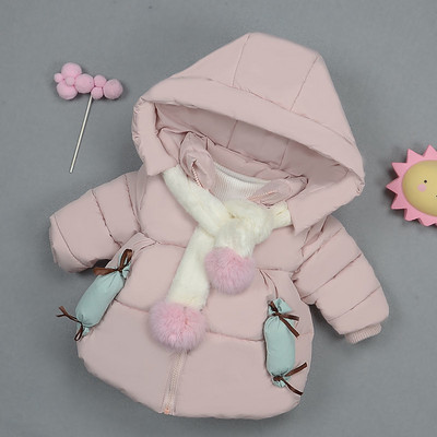 Párnázott téli kabát lányoknak 3D elemekkel