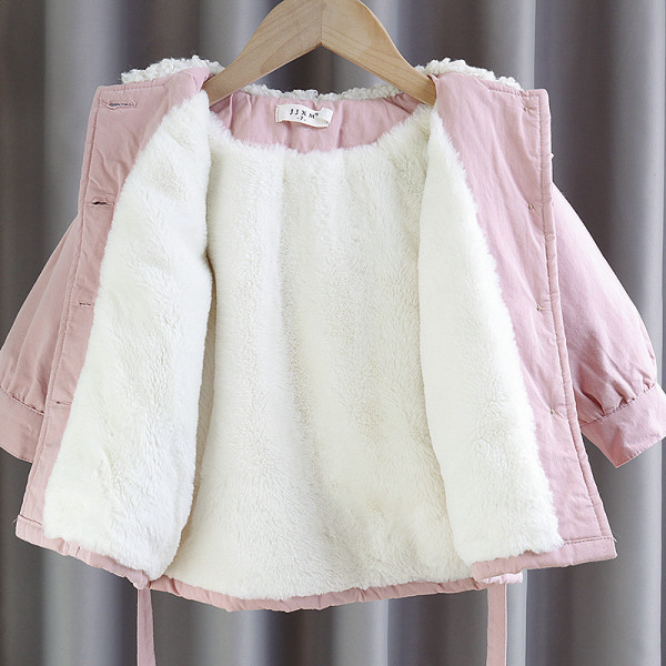 Модерно детско яке с колан и копчета-за момичета