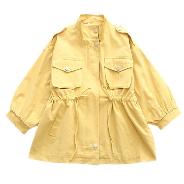 Детско яке за момичета с висока яка в жълт цвят