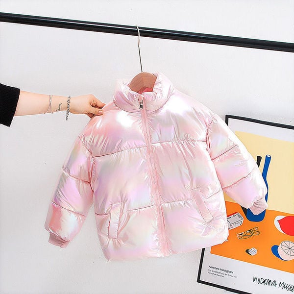 Модерно унисекс яке с цип и лъскав ефект