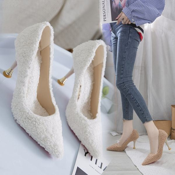 Ležerne ženske donje cipele na tanku visoku petu - model na špic