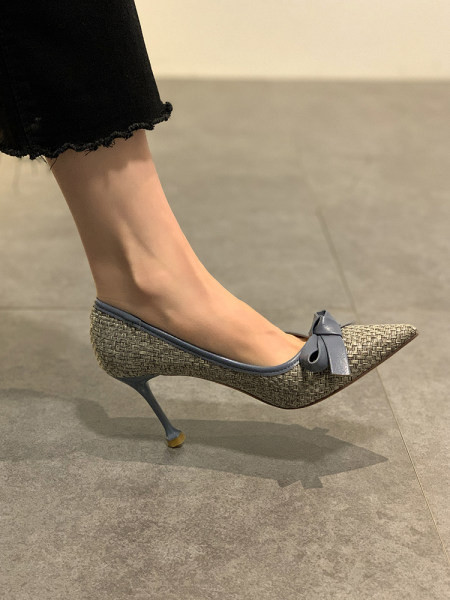 Tekstilne cipele na visoku petu i traka