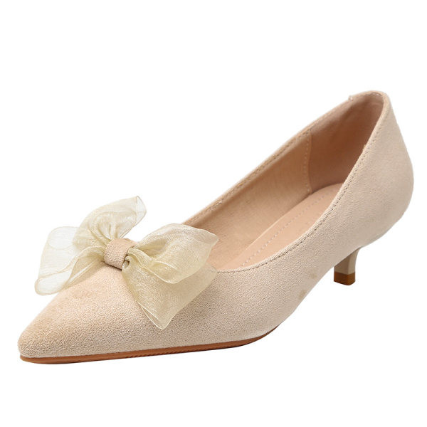 Ženske casual cipele s trakom i špicastim uzorkom u bež boji