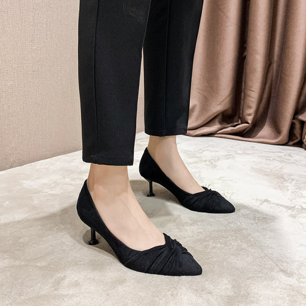 Ženske casual cipele od eko brušene kože na tanku petu