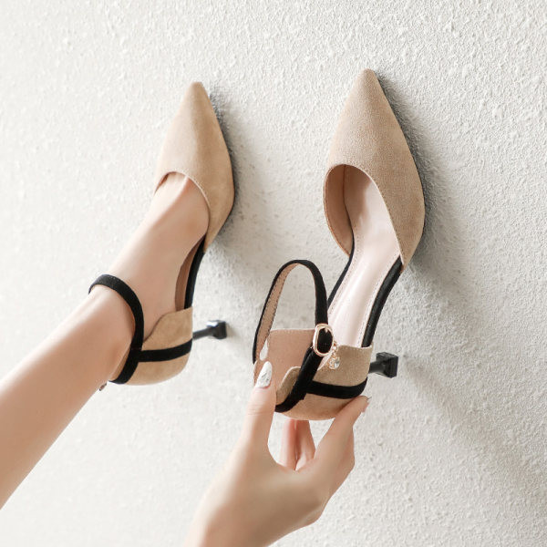 Ženske sandale na špic s petom od eko brušene kože s petom od 5 ili 7 cm