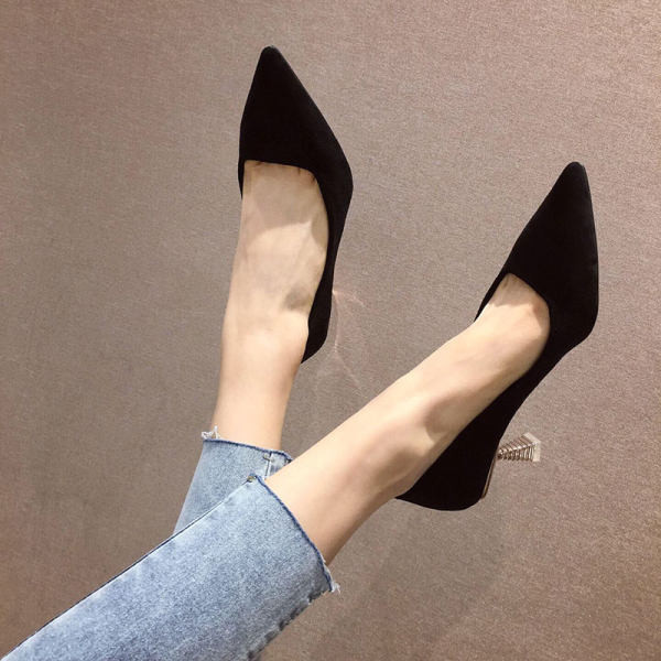 Ženske cipele na špic na visoku petu - eko antilop