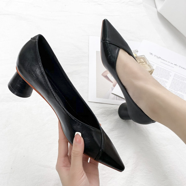 Kožne ženske cipele na špic model u bež boji