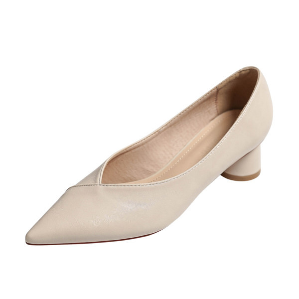 Kožne ženske cipele na špic model u bež boji