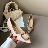 Ležerne ženske cipele na špic s četvrtastom petom od 5 cm