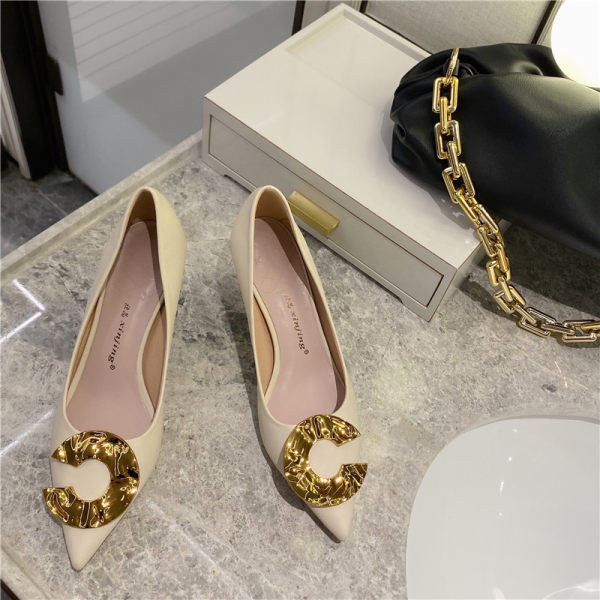 Elegantne ženske cipele s metalnim elementom - model na špic