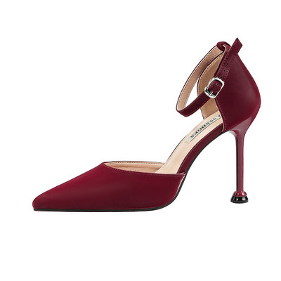 Ženske satenske sandale s remenom i visokom petom