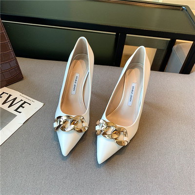 Novi model ženskih kožnih cipela sa metalnim elementom i visokom petom 8 cm