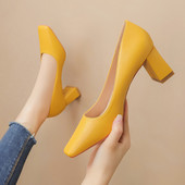 Moderne ženske cipele od eko kože sa debelom petom