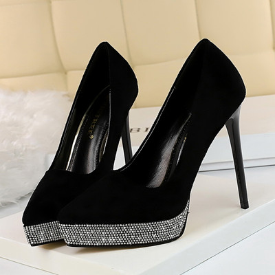 Visoke ženske cipele od eko antilopa i kamenčića