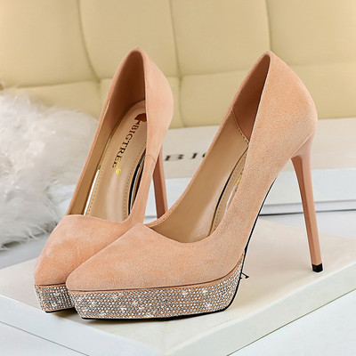 Visoke ženske cipele od eko antilopa i kamenčića