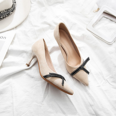 Ženske antilop cipele sa petom i trakom u dvije boje