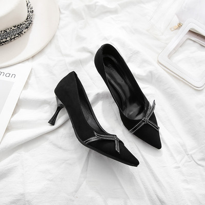 Ženske antilop cipele sa petom i trakom u dvije boje