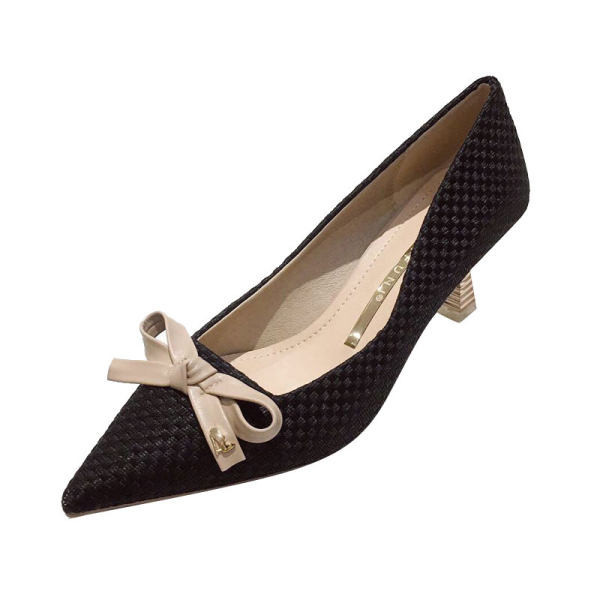 Moteriški smailūs batai su kaspinu ir 5 cm aukščio kulnu