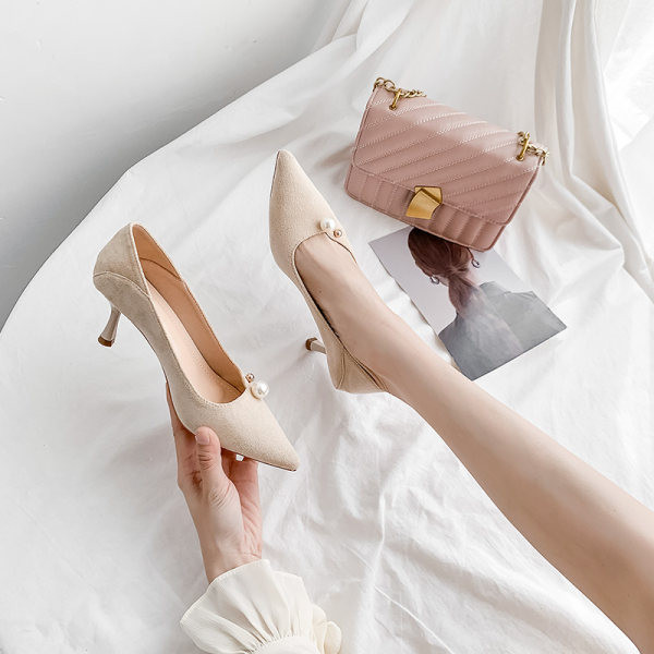 Ženske cipele od brušene kože u crnoj i bež boji