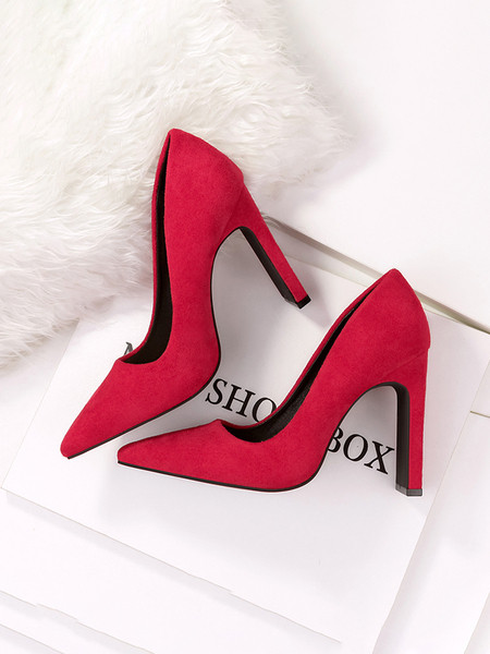 Ženske moderne cipele od eko brušene kože sa debelom petom