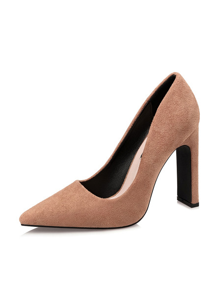 Ženske moderne cipele od eko brušene kože sa debelom petom