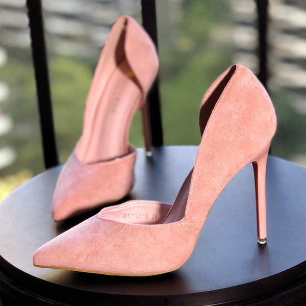 Ženske cipele od eko brušene kože na tanku petu