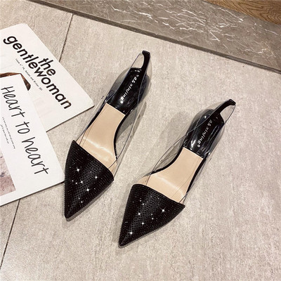 Moderne ženske cipele na špic s visokom petom i kamenčićima