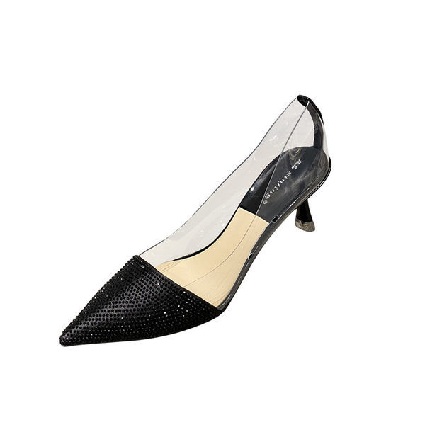 Moderne ženske cipele na špic s visokom petom i kamenčićima