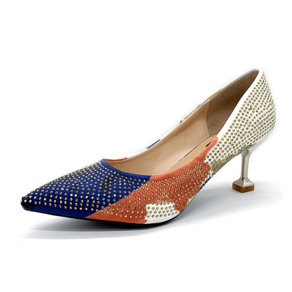 Moderne ženske cipele u boji sa petom 8 cm