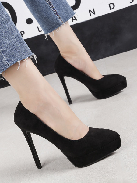 Elegantne ženske cipele od eko brušene kože s tankom petom