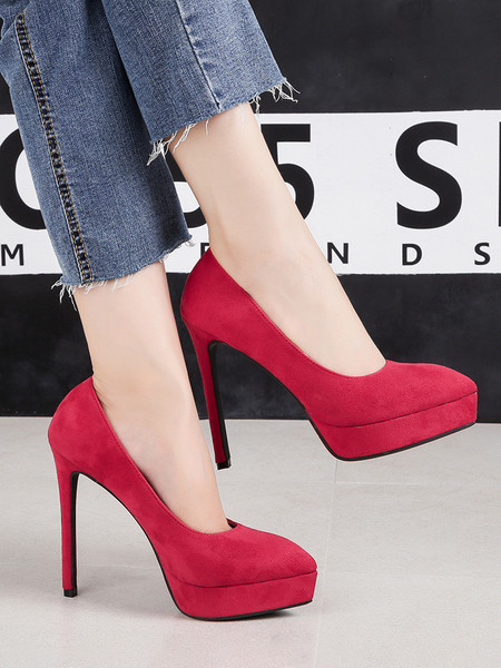 Elegantne ženske cipele od eko brušene kože s tankom petom